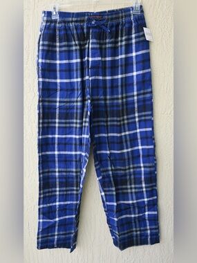 Andrew Scott Loungewear Men's Blue Plaid 100% Cotton Pajama Pants
